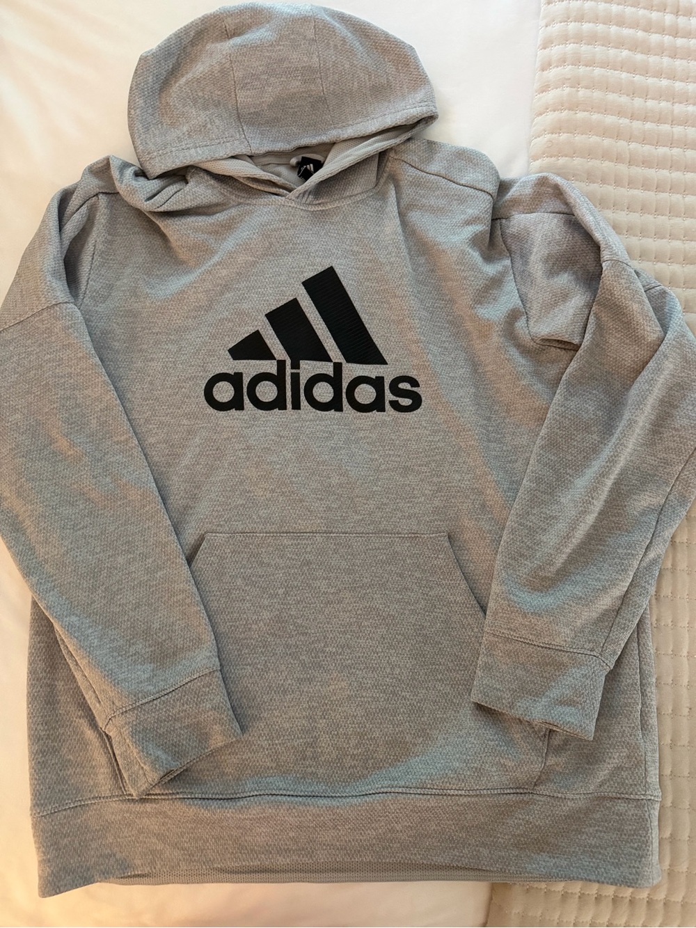 adidas Gray Pullover Hoodie with Black Trefoil Logo